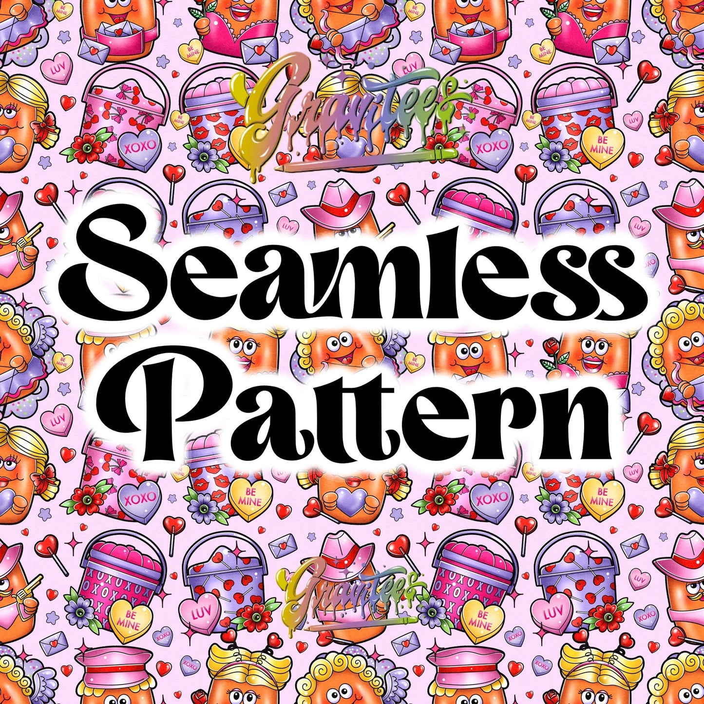 Vday Nuggets Seamless Design Png for DTF or Shirt Printing, PNG Only!
