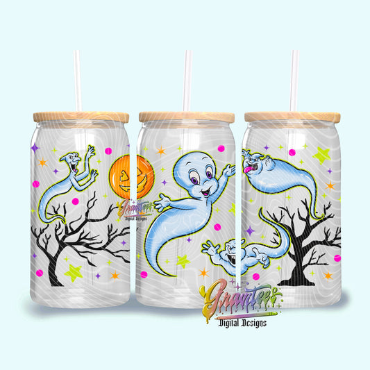 PUMPKIN GHOST  Libbey Template PNG, FRIENDLY GHOST  Clipart for UVDTF or Sublimation Printing PNG Only! (Copy) (Copy)