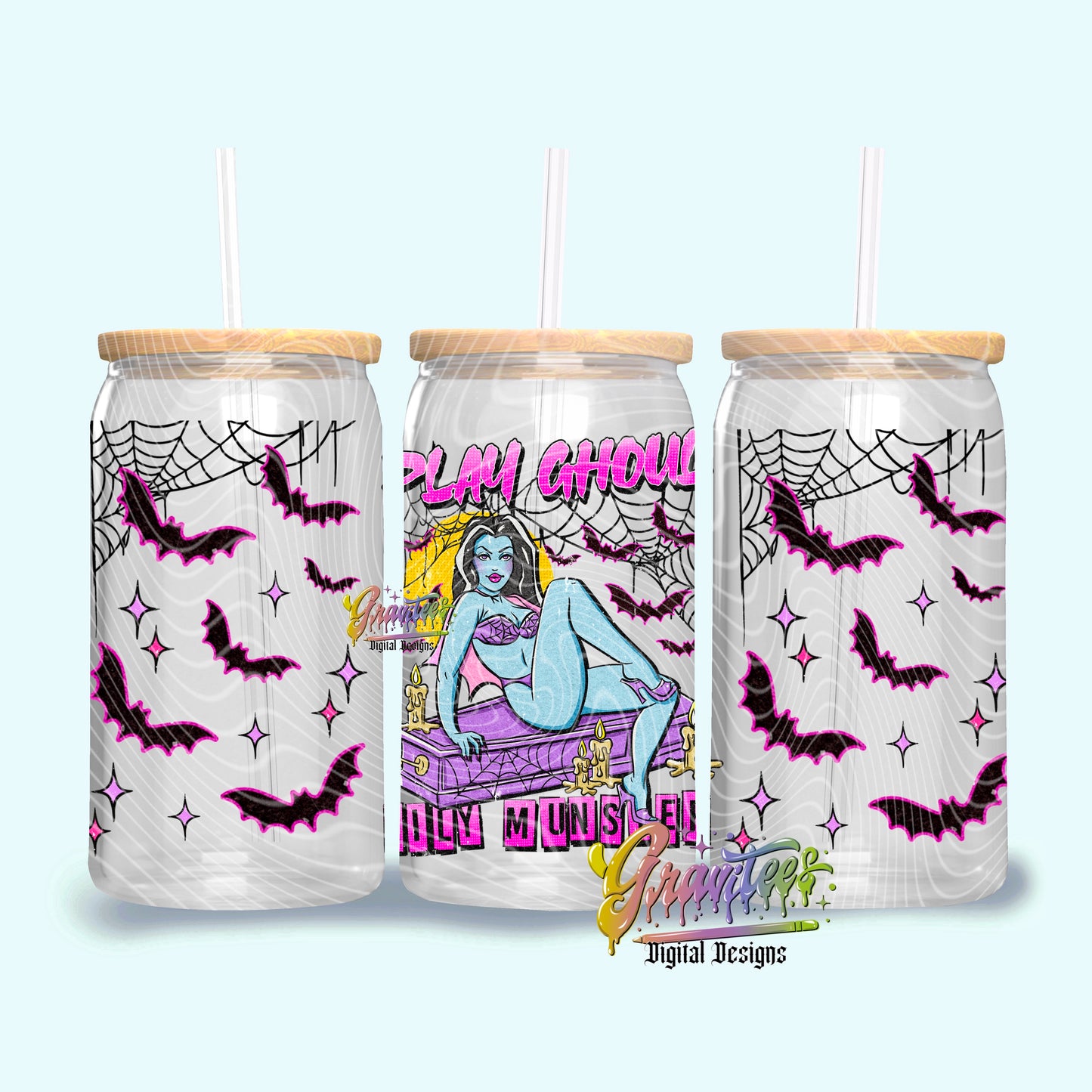 Munster play ghoul Libbey Template PNG, munster play ghoul Clipart for UVDTF or Sublimation Printing PNG Only!