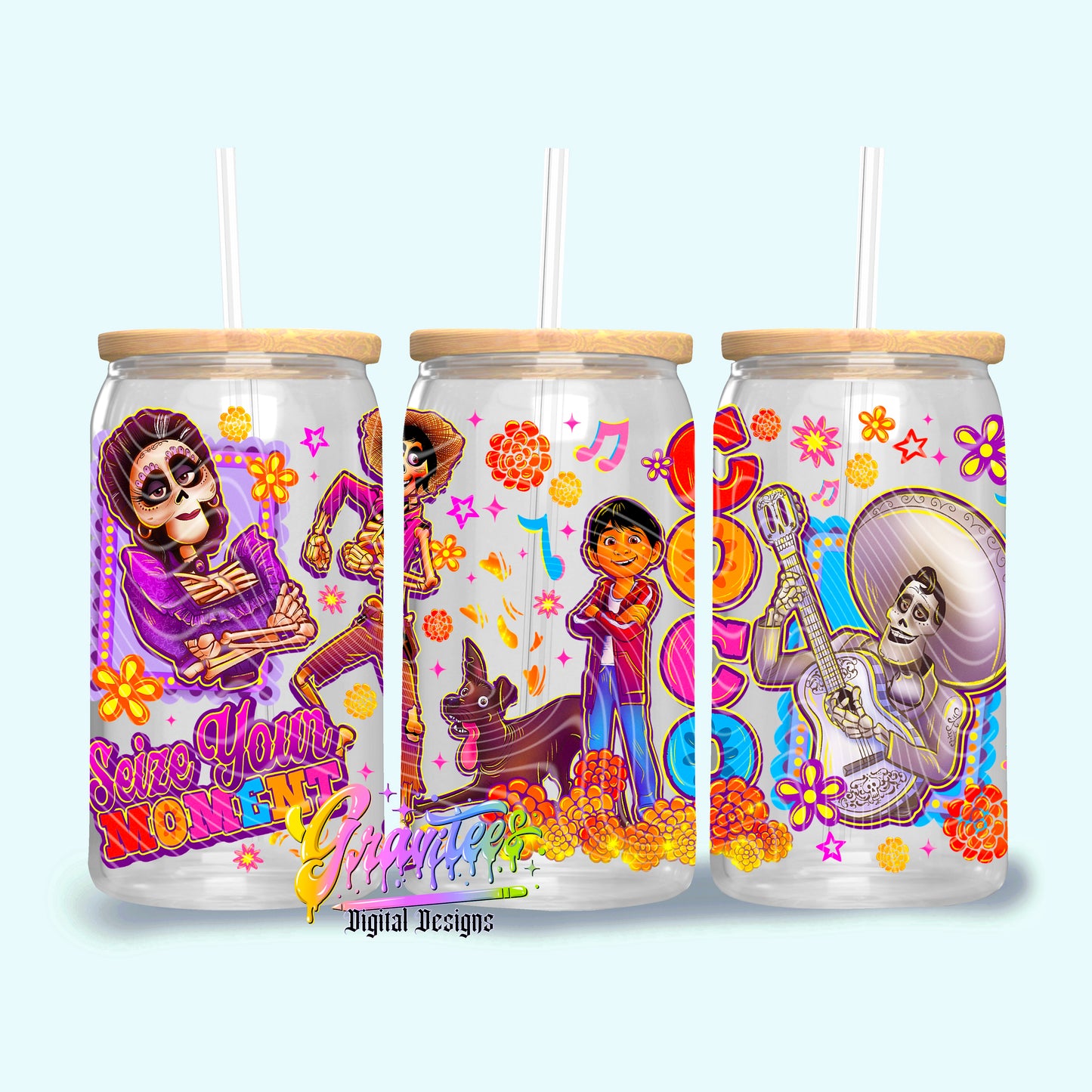 SEIZE YOUR MOMENT 16oz Tumbler Template Design PNG, for UVDTF or Sublimation Printing PNG Only!!
