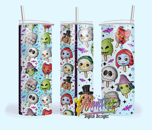 Halloween Christmas 20oz Skinny Template PNG, Halloween Clipart for UVDTF or Sublimation Printing PNG Only!