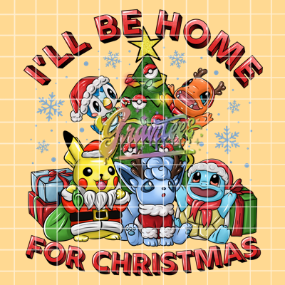 Home For Christmas Png, Pikachu Clipart, Trendy Christmas Clipart, Gaming Clipart for DTF or Shirt Printing, PNG Only!