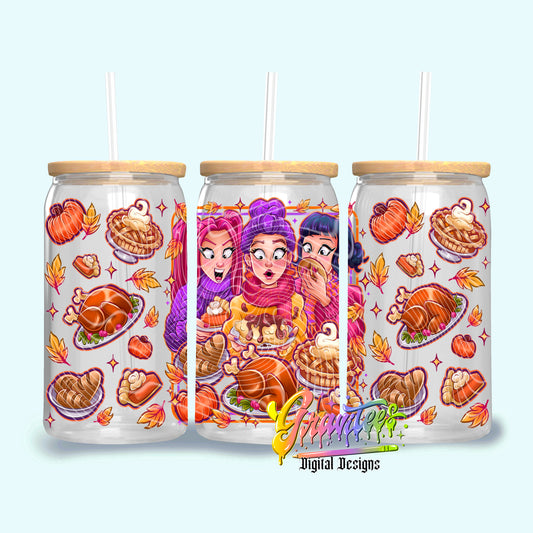 Thanksgiving Demon Slayers  16oz Tumbler Template Design PNG,  for UVDTF or Sublimation Printing PNG Only!!