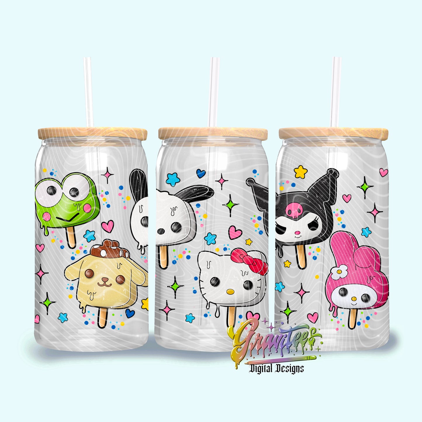 Animal Cuties Ice Creams Libbey Template Png Clipart, Animal Clipart for UVDTF or Sublimation Printing, PNG Only!