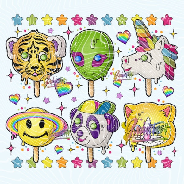 Retro 90’s Animal Ice Creams Png Clipart, Animal Clipart for DTF or Shirt Printing, PNG Only!