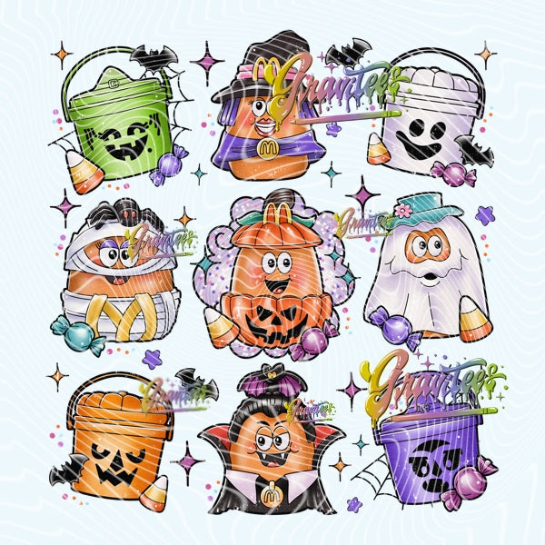 Halloween Nugs PNG, Halloween Buckets Clipart for DTF or Shirt Printing PNG Only!