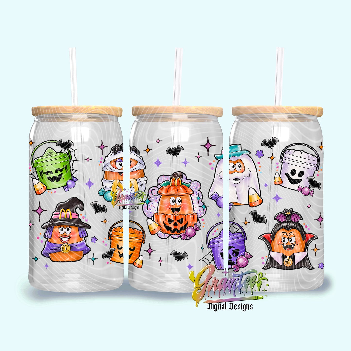 Halloween Nugs Libbey Template PNG, Halloween Buckets Clipart for UVDTF or Sublimation Printing PNG Only!