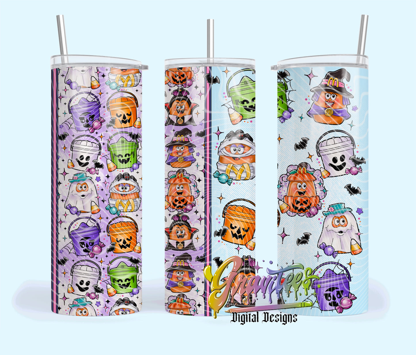 Halloween Nugs 20oz Skinny Template PNG, Halloween Buckets Clipart for UVDTF or Sublimation Printing PNG Only!