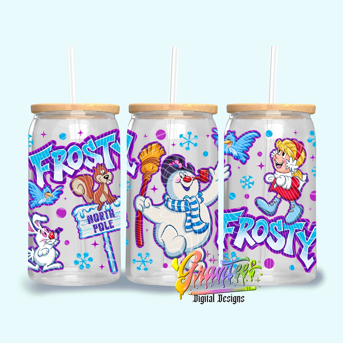 Jolly Snowman 16oz Tumbler Template Design PNG, for UVDTF or Sublimation Printing PNG Only!!