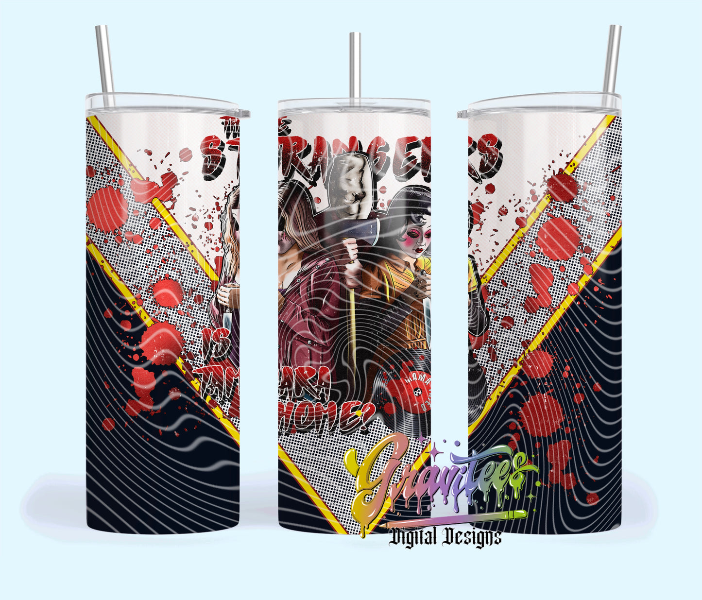Slasher Trio 20oz Skinny Template PNG, Halloween Clipart for UVDTF or Sublimation Printing PNG Only!