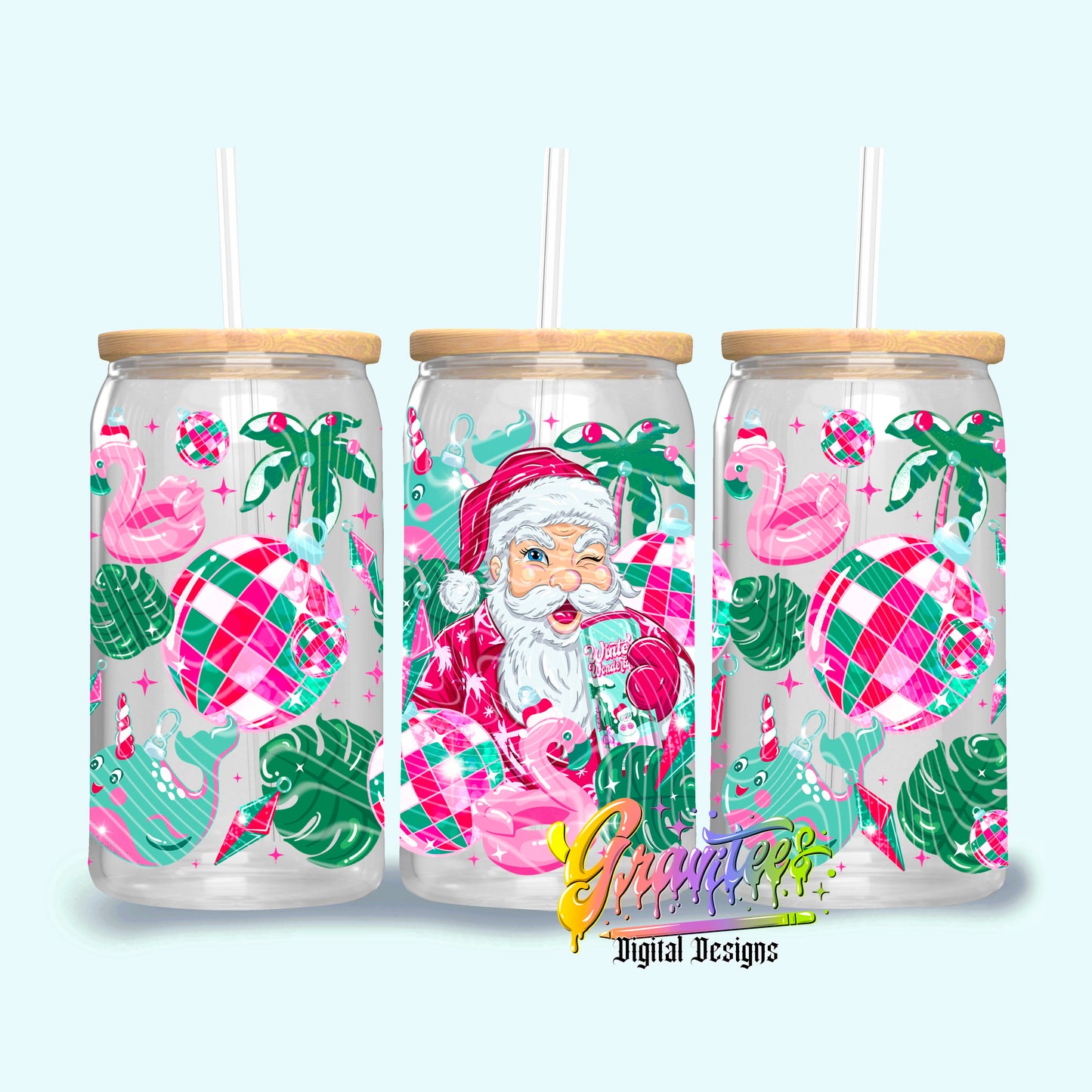 Energy Santa 16oz Tumbler Template Design PNG, for UVDTF or Sublimation Printing PNG Only!!I