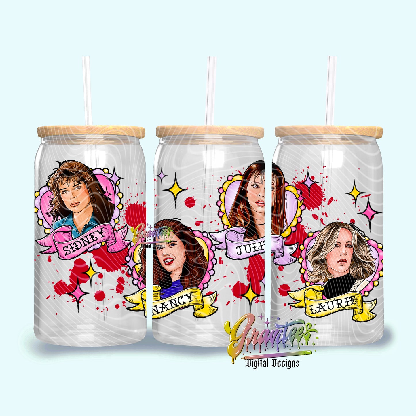 Final Girls Libbey Template PNG, Halloween Clipart for UVDTF or Sublimation Printing PNG Only!