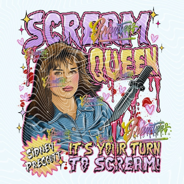 Scream Queen PNG, Final Girl Clipart for DTF or Shirt Printing PNG Only!