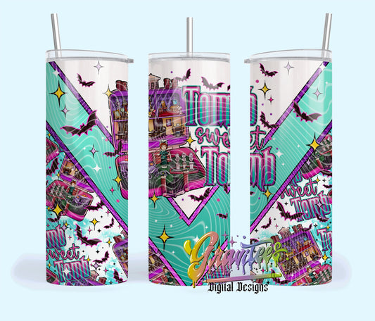 Tomb Sweet Tomb 20oz Skinny Template PNG, Halloween Clipart for UVDTF or Sublimation Printing PNG Only!