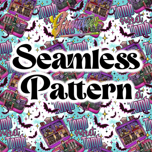 Tomb Sweet Tomb Seamless PNG, Haunted  Clipart for DTF or Shirt Printing PNG Only!