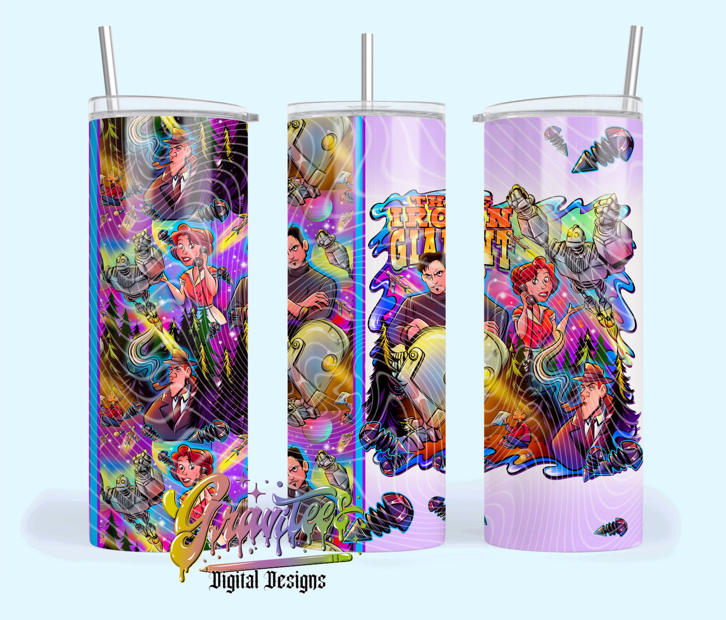 Giant Robot Design 20oz Tumbler Template Design PNG,  for UVDTF or Sublimation Printing PNG Only!!