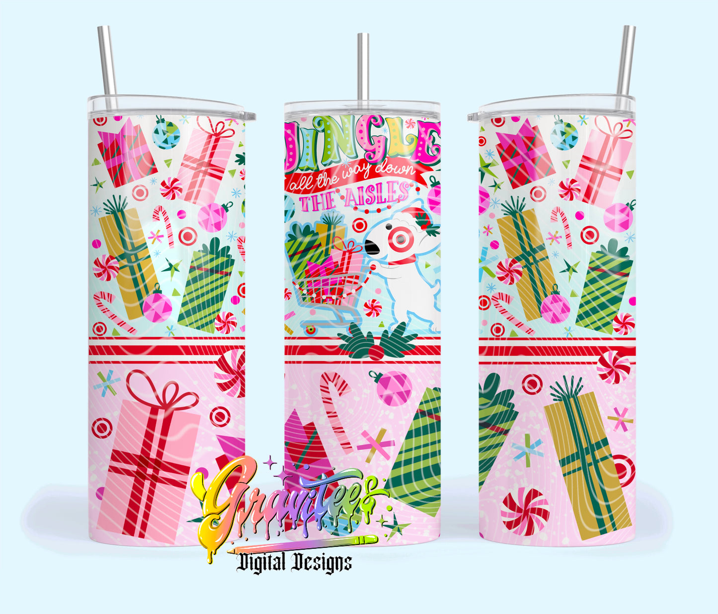 Jingle All The Way Dog 20oz Tumbler Template Design PNG, for UVDTF or Sublimation Printing PNG Only!!