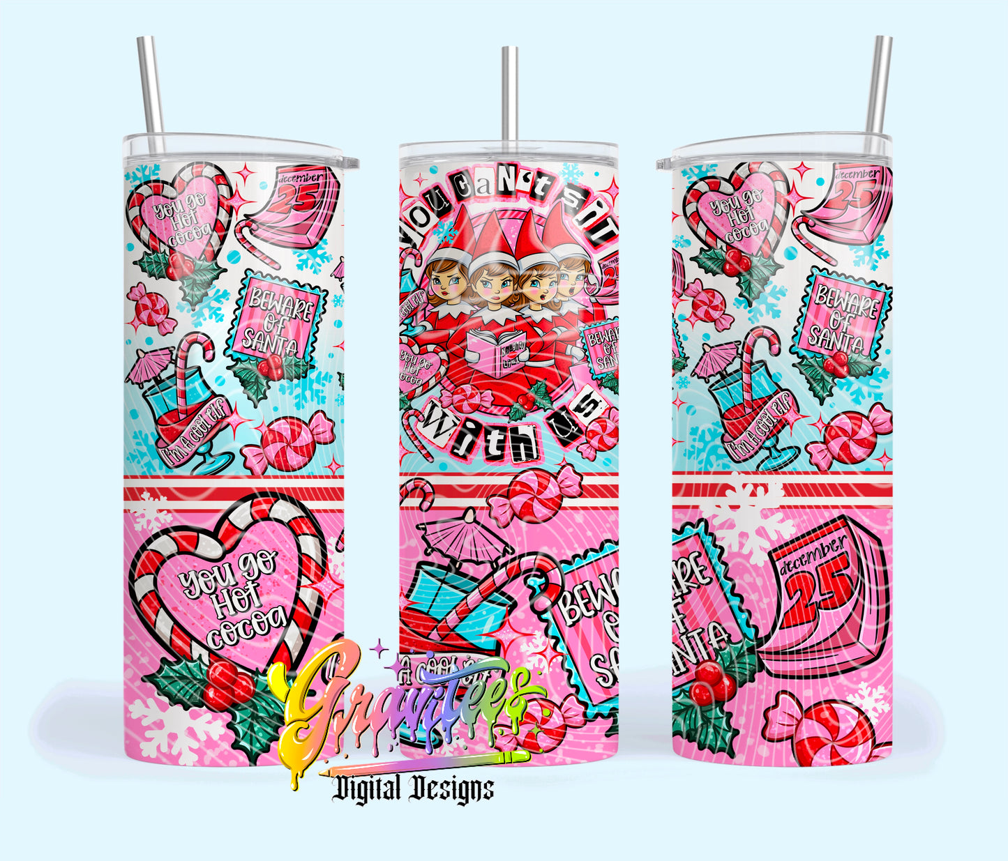 Mean Elves 20oz Tumbler Template Design PNG, for UVDTF or Sublimation Printing PNG Only!!