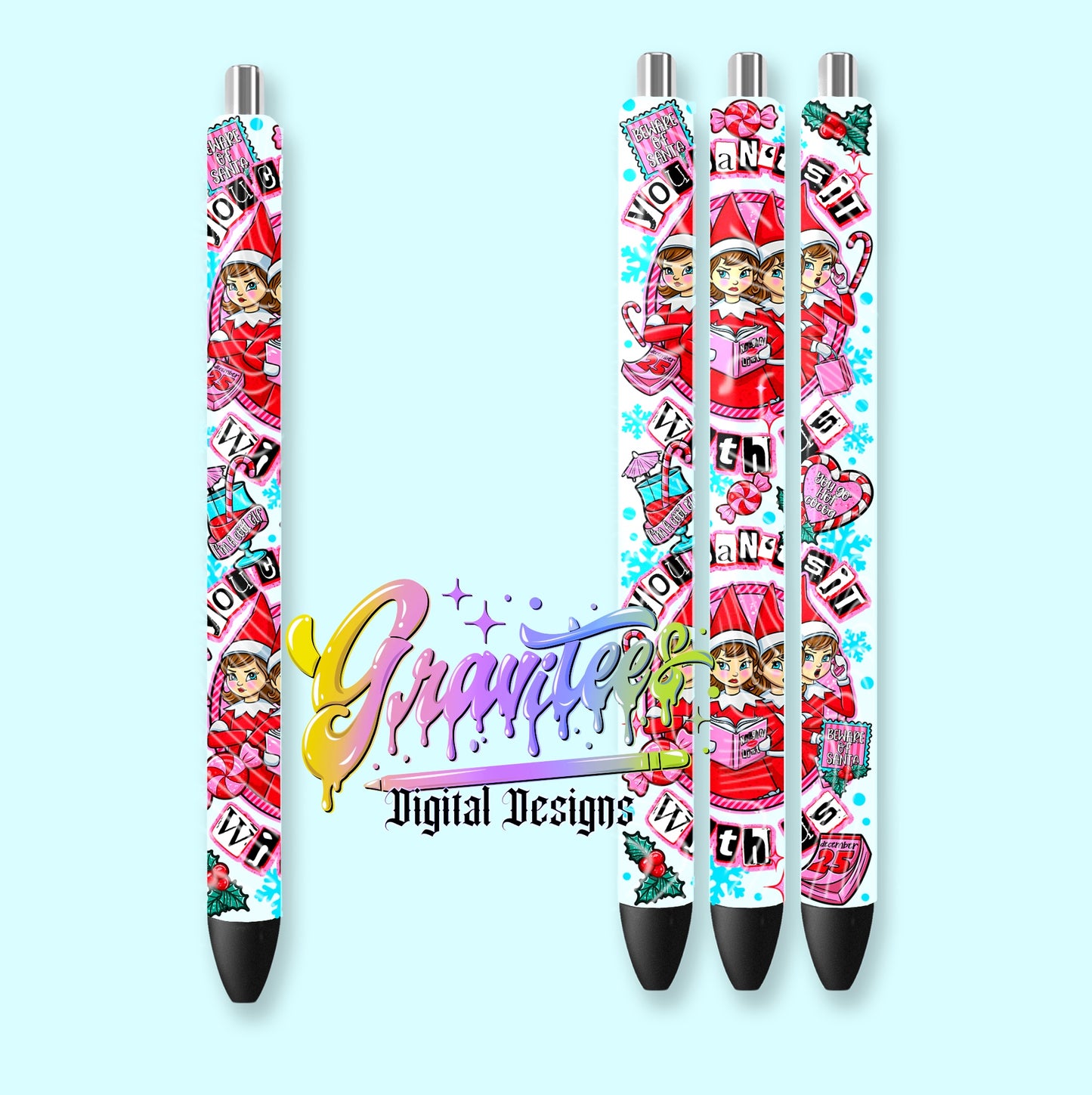 Mean Elves Pen Wrap Template Design PNG, for UVDTF or Sublimation Printing PNG Only!!