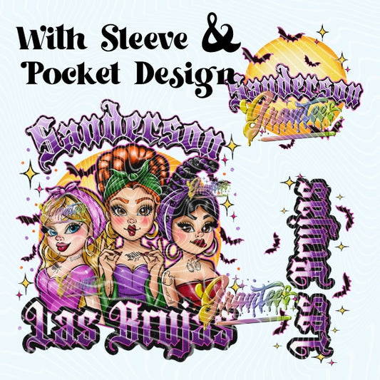 Las Brujas with Sleeve and Pocket PNG, Halloween Clipart for DTF or Shirt Printing PNG Only!