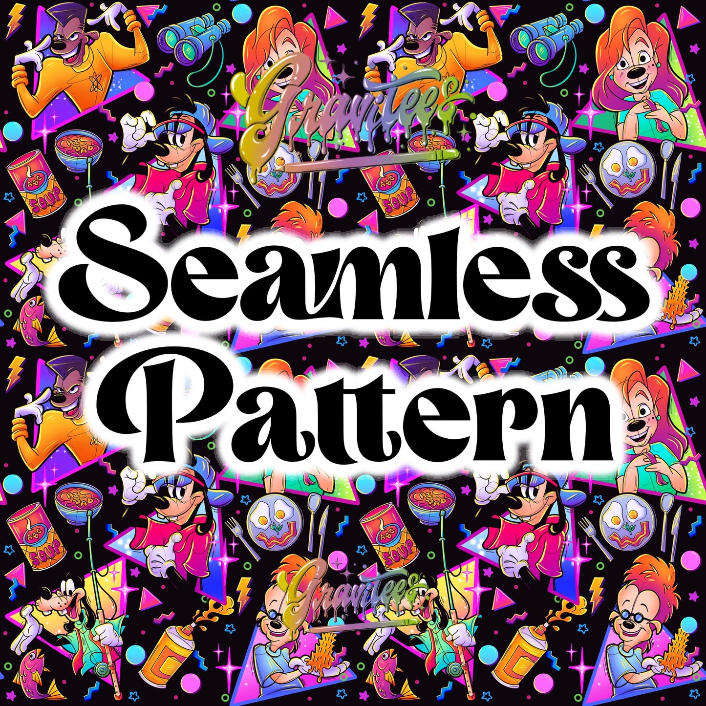 Silly Father Son Movie Seamless Black Background Design Png for DTF or Shirt Printing, PNG Only!