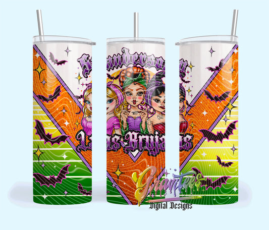 Las Brujas 20oz Skinny Template PNG, Halloween Clipart for UVDTF or Sublimation Printing PNG Only!