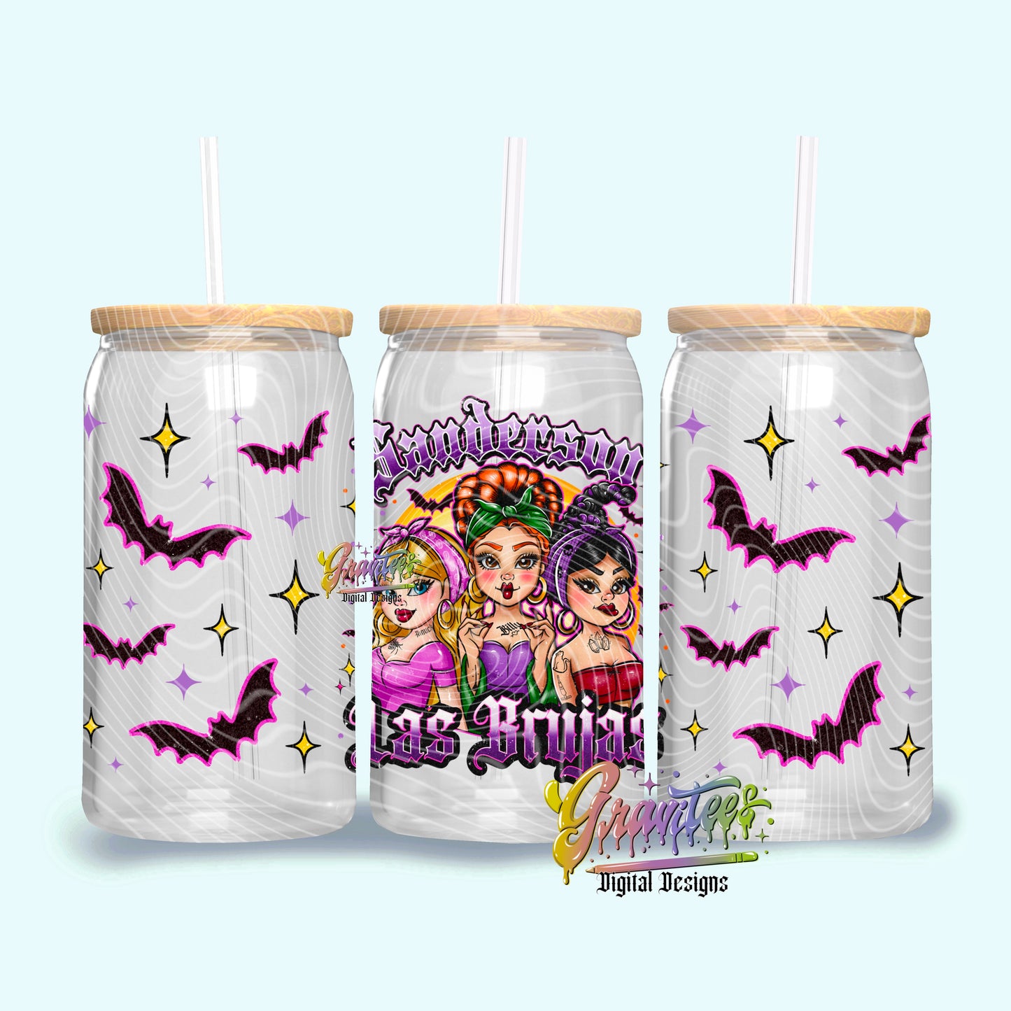 Las Brujas Libbey Template PNG, Halloween Clipart for UVDTF or Sublimation Printing PNG Only!