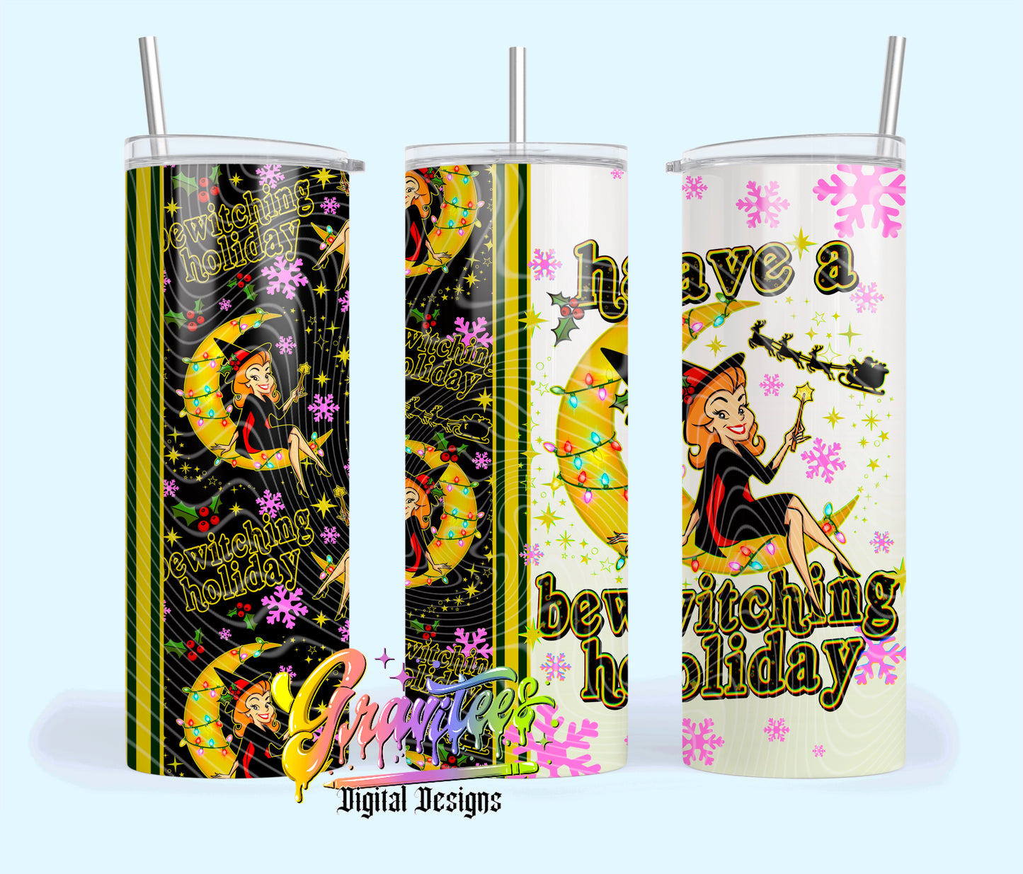 Bewitching Holiday 20oz Tumbler Template Design PNG, for UVDTF or Sublimation Printing PNG Only!!