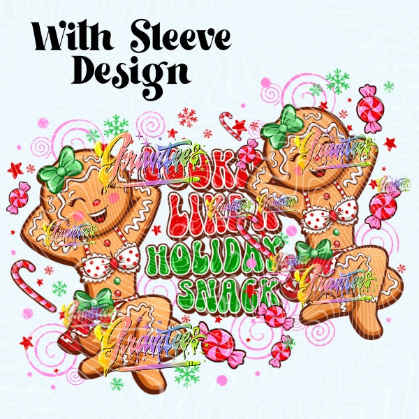 Holiday Snack Gingerbread with Sleeve Design Png for DTF or Shirt Printing, PNG Only!