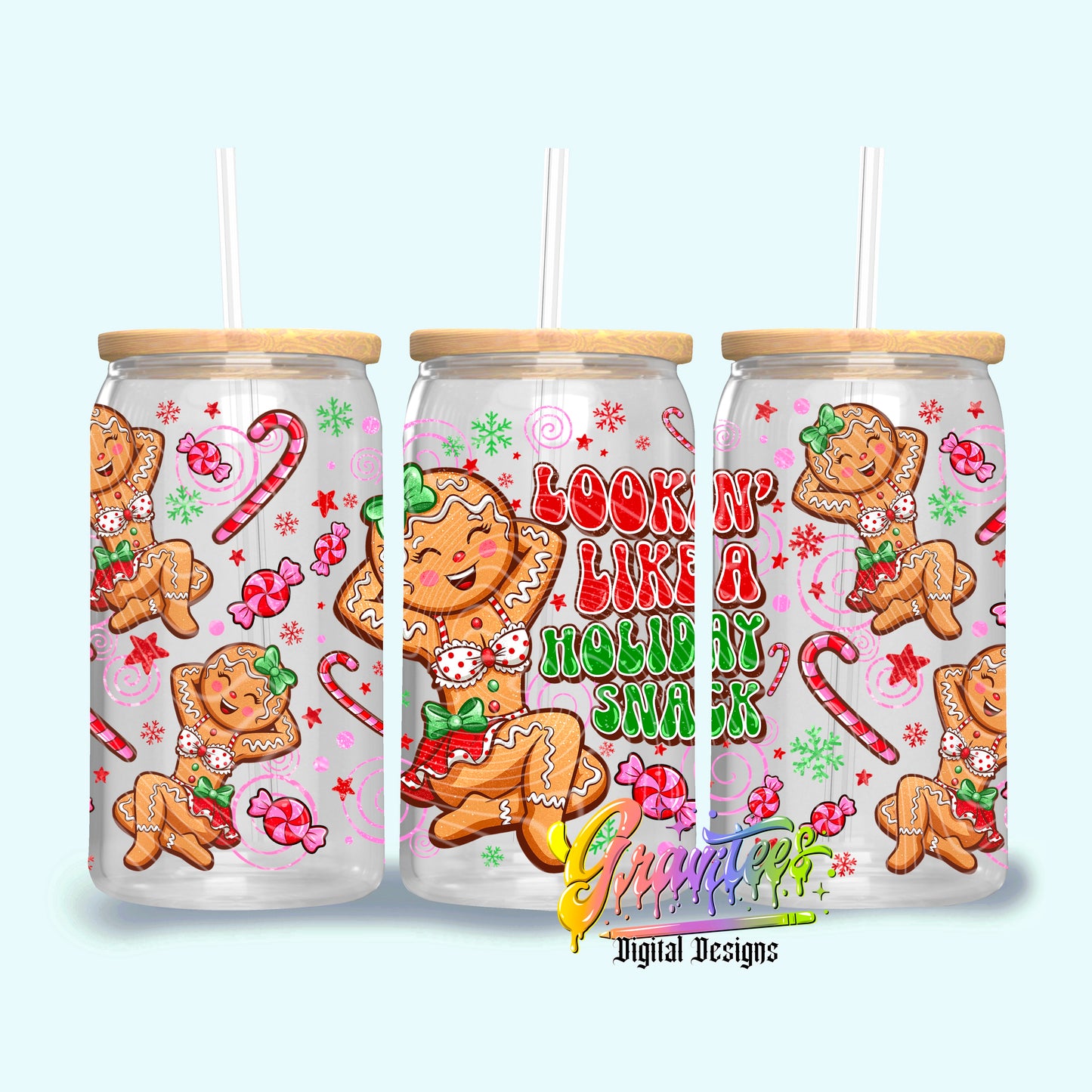 Holiday Snack Gingerbread 16oz Tumbler Template Design PNG, for UVDTF or Sublimation Printing PNG Only!!