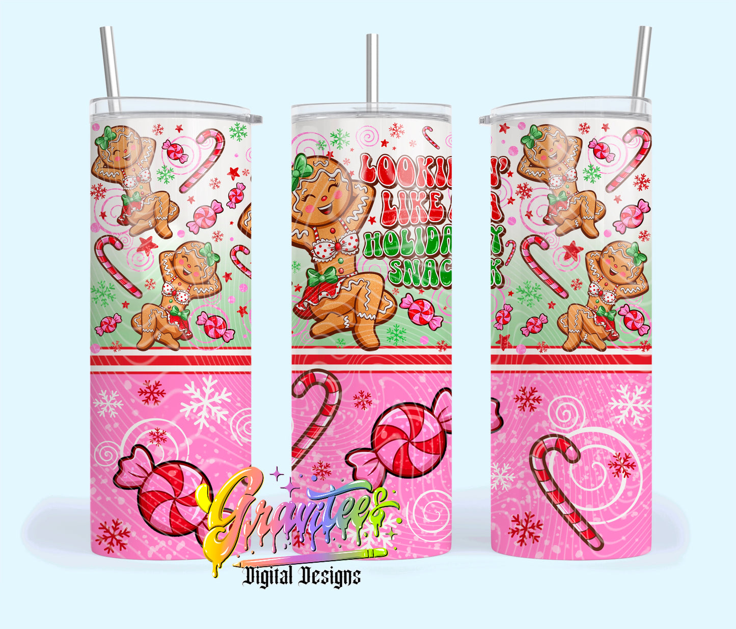 Holiday Snack Gingerbread 20oz Tumbler Template Design PNG, for UVDTF or Sublimation Printing PNG Only!!