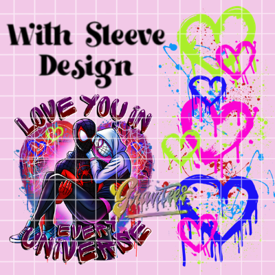 Universe Love with Sleeve Design Png, Comic Valentine Clipart, Trendy Valentine Clipart for DTF  or Shirt Printing, PNG Only!