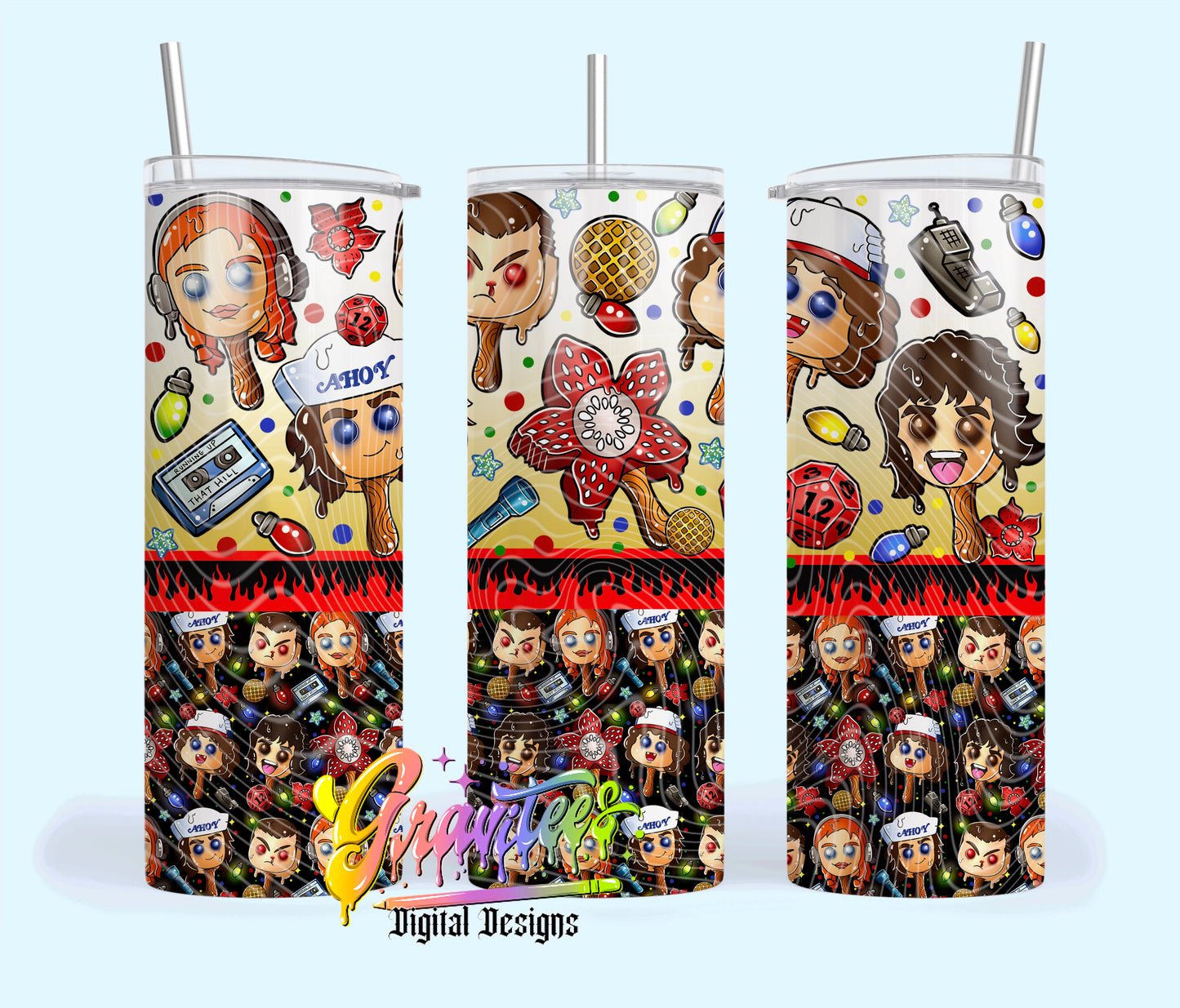Strange Popsicles 20oz Tumbler Template Design PNG, for UVDTF or Sublimation Printing PNG Only!!