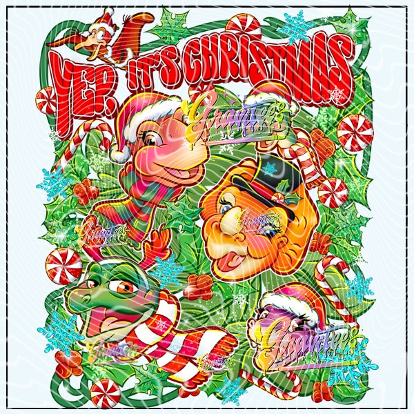 Christmas Dinosaurs Design Png for DTF or Shirt Printing, PNG Only!