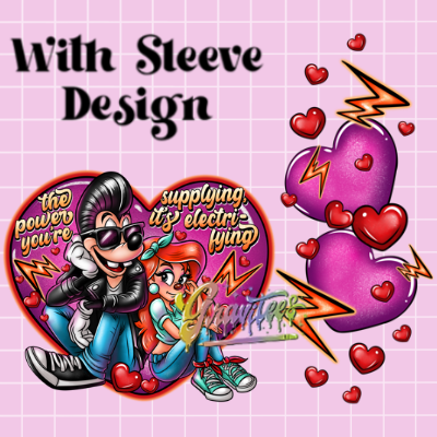 Max and Roxanne Electrifying Valentine with Sleeve Design Png, Valentine Clipart, Trendy Valentine Clipart for DTF  or Shirt Printing, PNG Only!