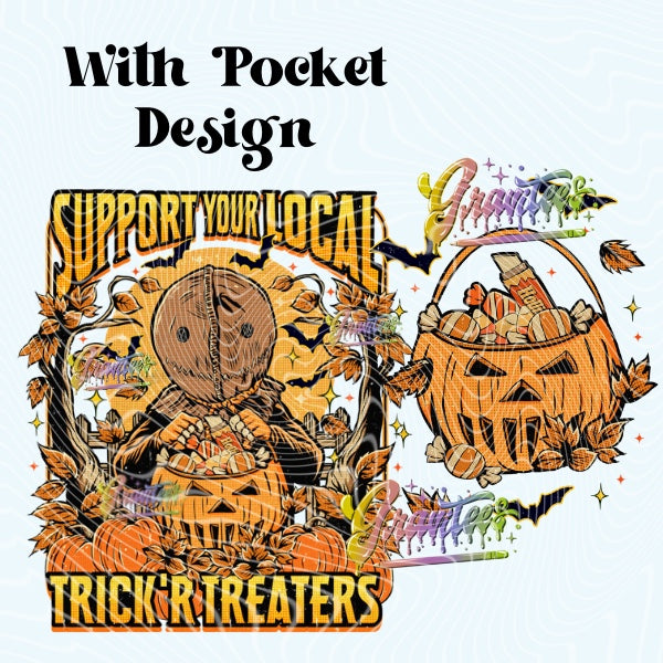 Support Your Local Treaters With Pocket PNG, Pumpkin Fall Halloween Clipart for DTF or Shirt Printing PNG Only!
