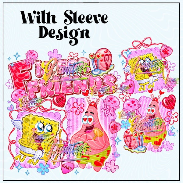 F is for Friends with Sleeve Design Png for DTF or Shirt Printing, PNG Only!