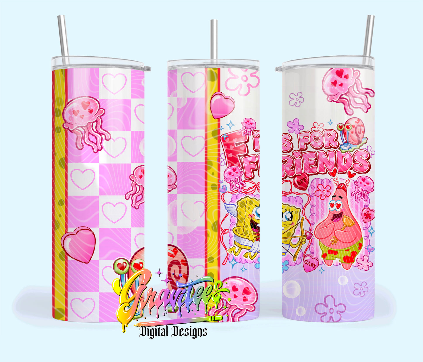 F is For Friends 20oz Tumbler Template Design PNG, for UVDTF or Sublimation Printing PNG Only!!