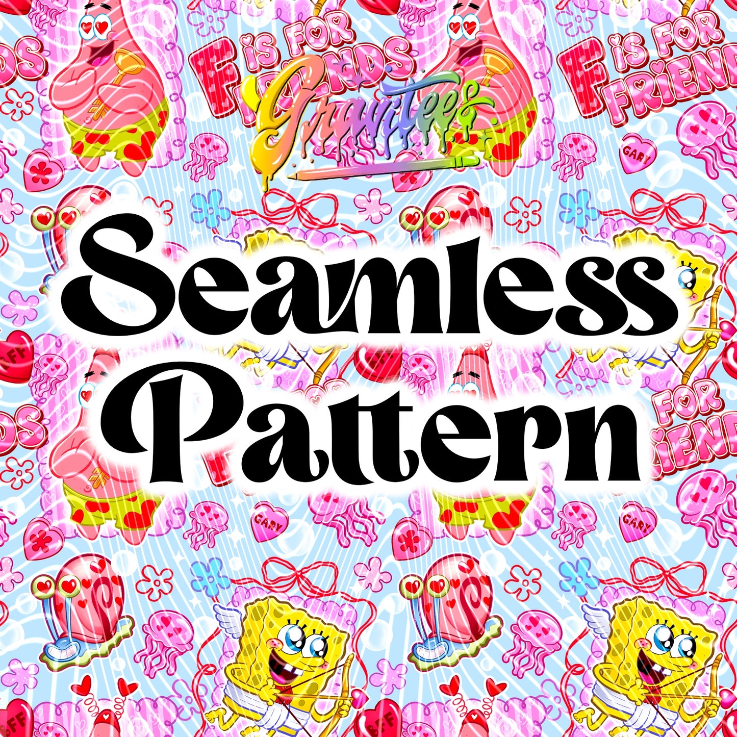 F is for Friends Seamless Design PNG for DTF or Sublimation Printing PNG Only!