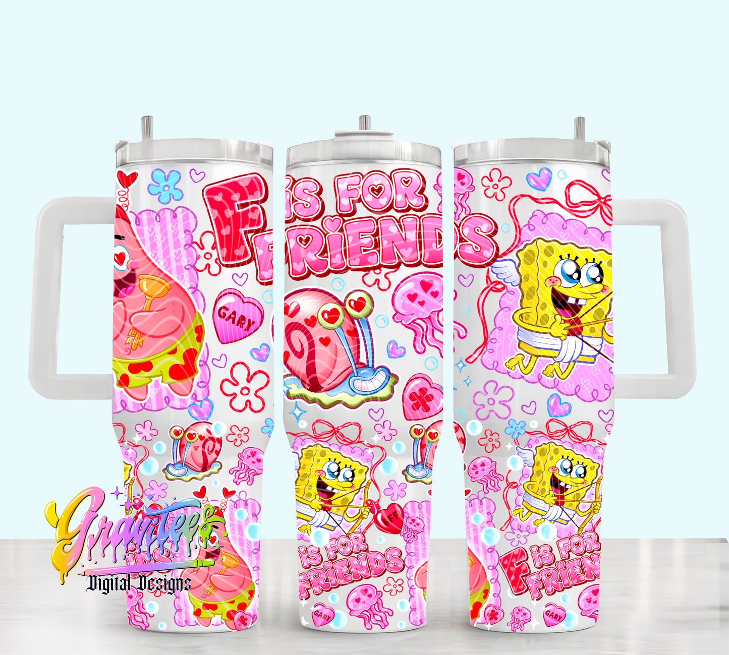 F is For Friends 40oz Tumbler Template Design PNG, for UVDTF or Sublimation Printing PNG Only!!