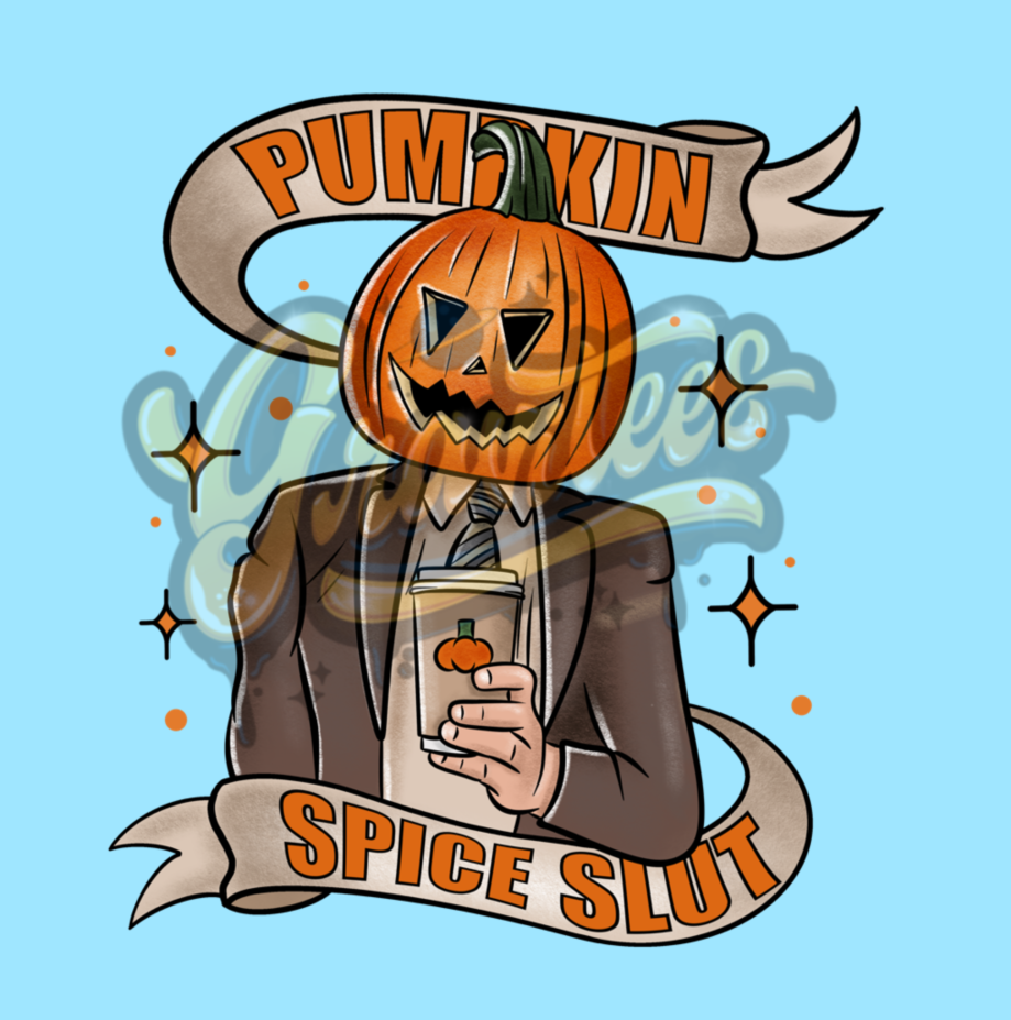 Pumpkin Spice Slut PNG, Dwight Pumpkin Clipart, Dwight Halloween Clipart, Halloween Office Clipart for DTF or Shirt Printing, PNG Only!