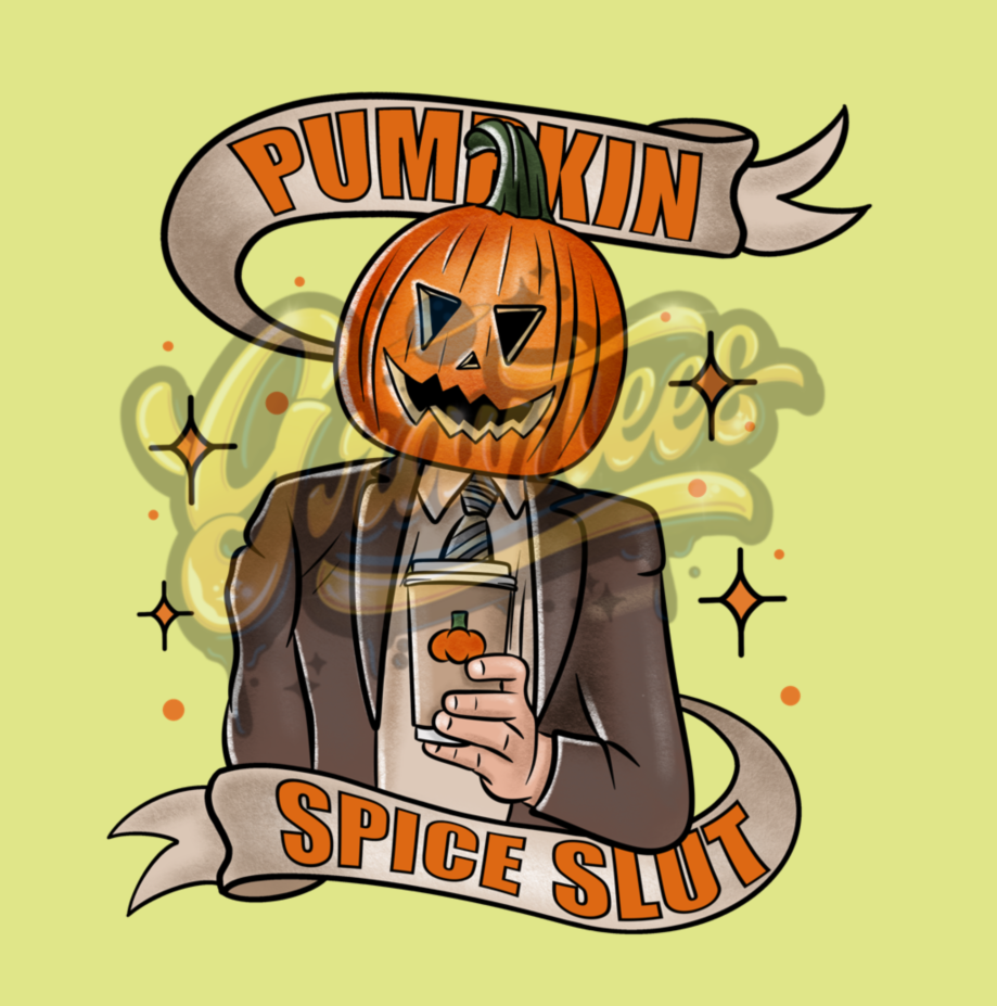 Pumpkin Spice Slut PNG, Dwight Pumpkin Clipart, Dwight Halloween Clipart, Halloween Office Clipart for DTF or Shirt Printing, PNG Only!