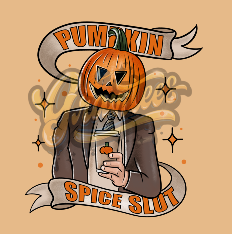 Pumpkin Spice Slut PNG, Dwight Pumpkin Clipart, Dwight Halloween Clipart, Halloween Office Clipart for DTF or Shirt Printing, PNG Only!