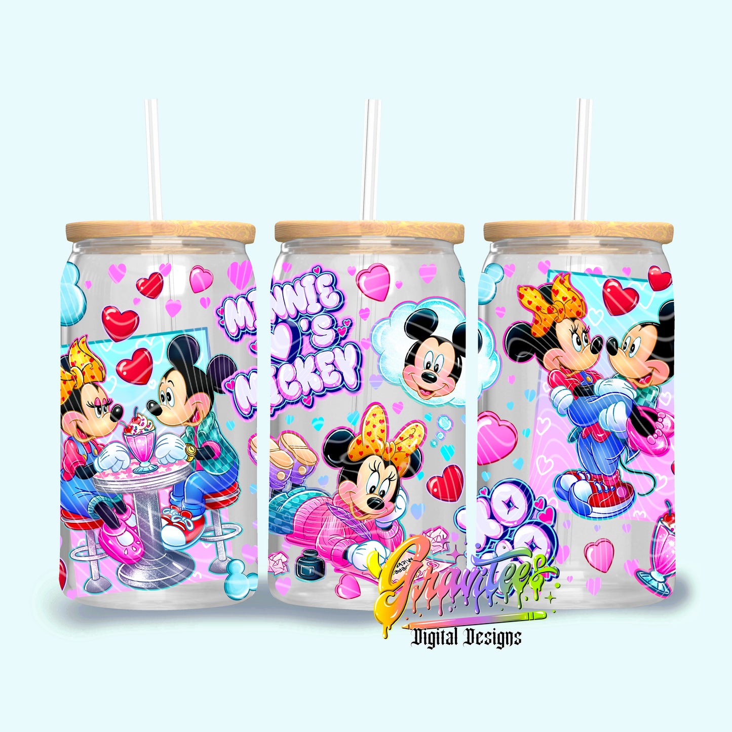 Mouse Love 16oz Tumbler Template Design PNG, for UVDTF or Sublimation Printing PNG Only!!