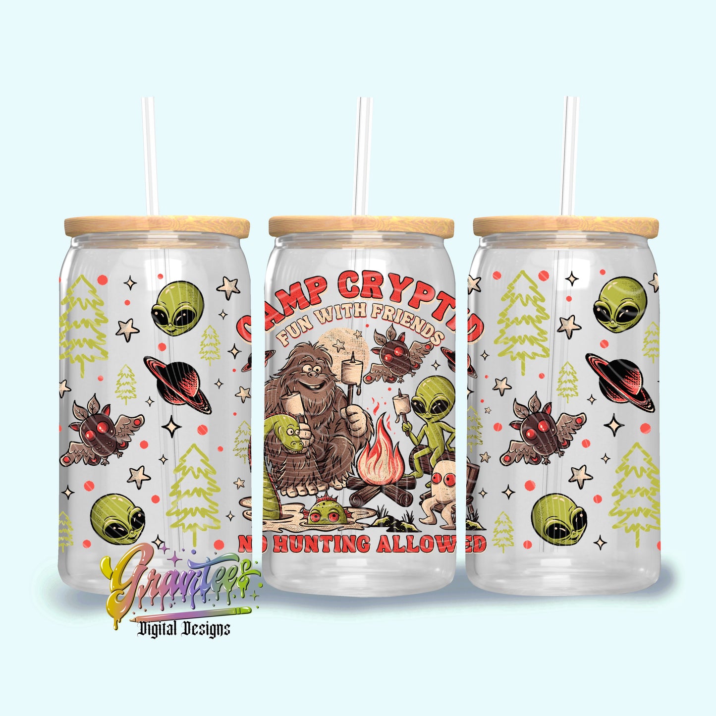 CAMP CRYPTID 16oz Tumbler Template Design PNG, for UVDTF or Sublimation Printing PNG Only!!