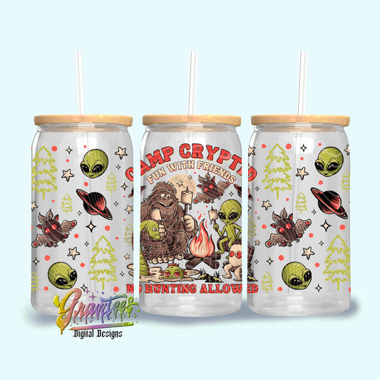 CAMP CRYPTID  16oz Tumbler Template Design PNG,  for UVDTF or Sublimation Printing PNG Only!!