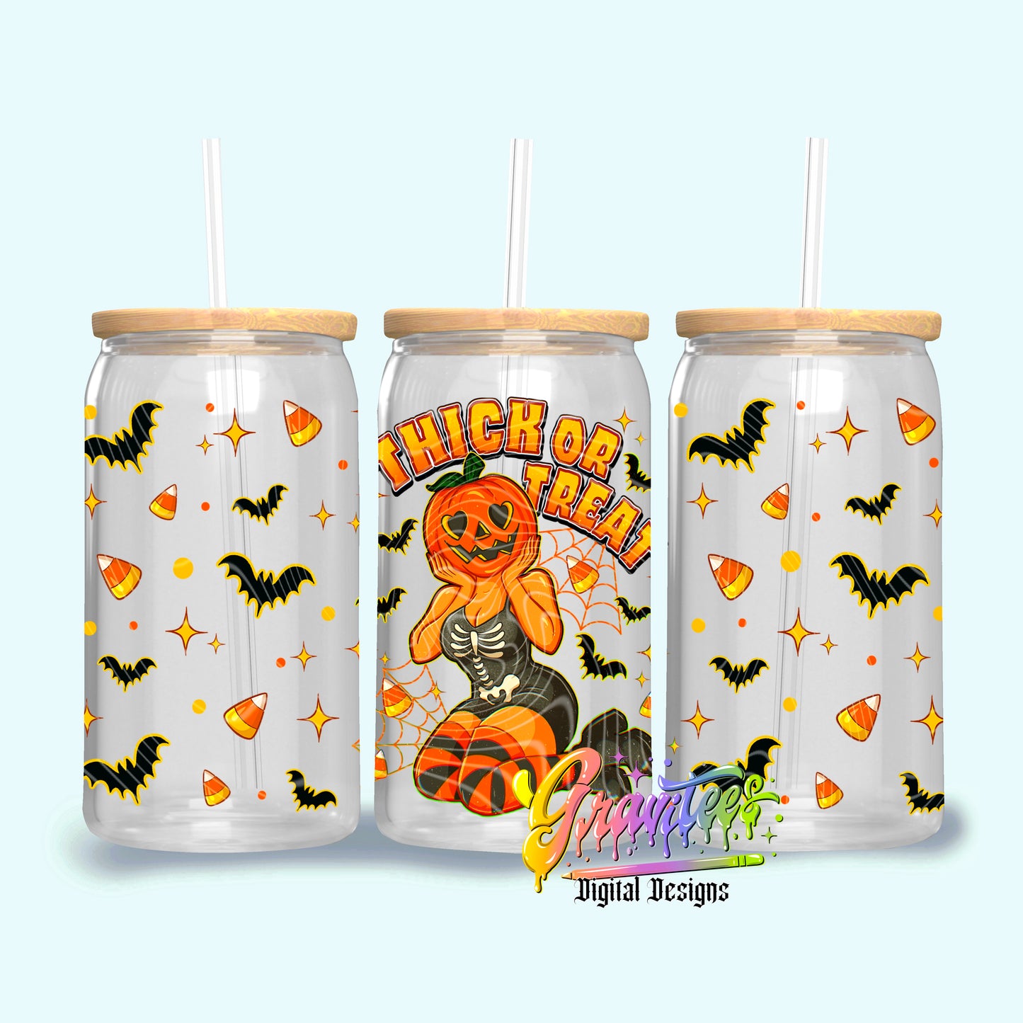 Thick Or Treat 16oz Tumbler Template Design PNG, for UVDTF or Sublimation Printing PNG Only!!