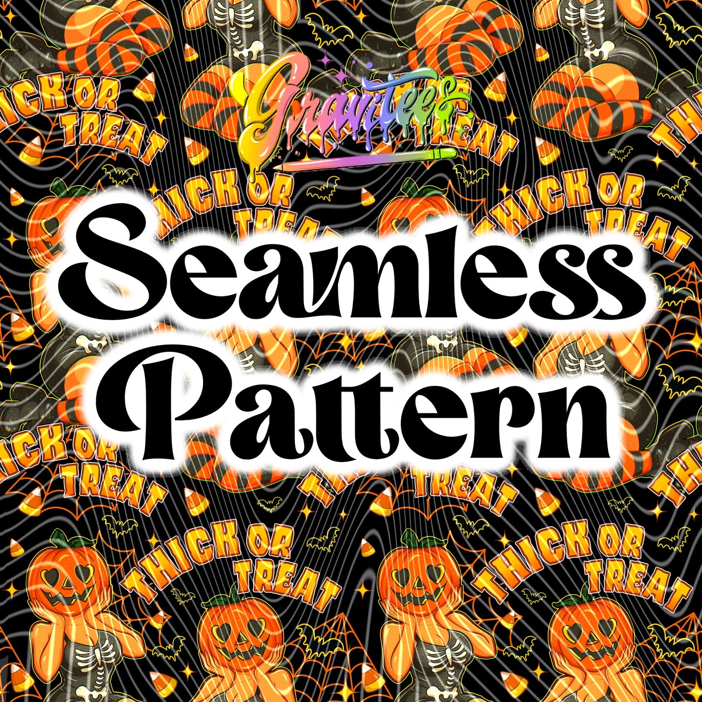 Thick or Treat Seamless Design Png for DTF or Shirt Printing, PNG Only!