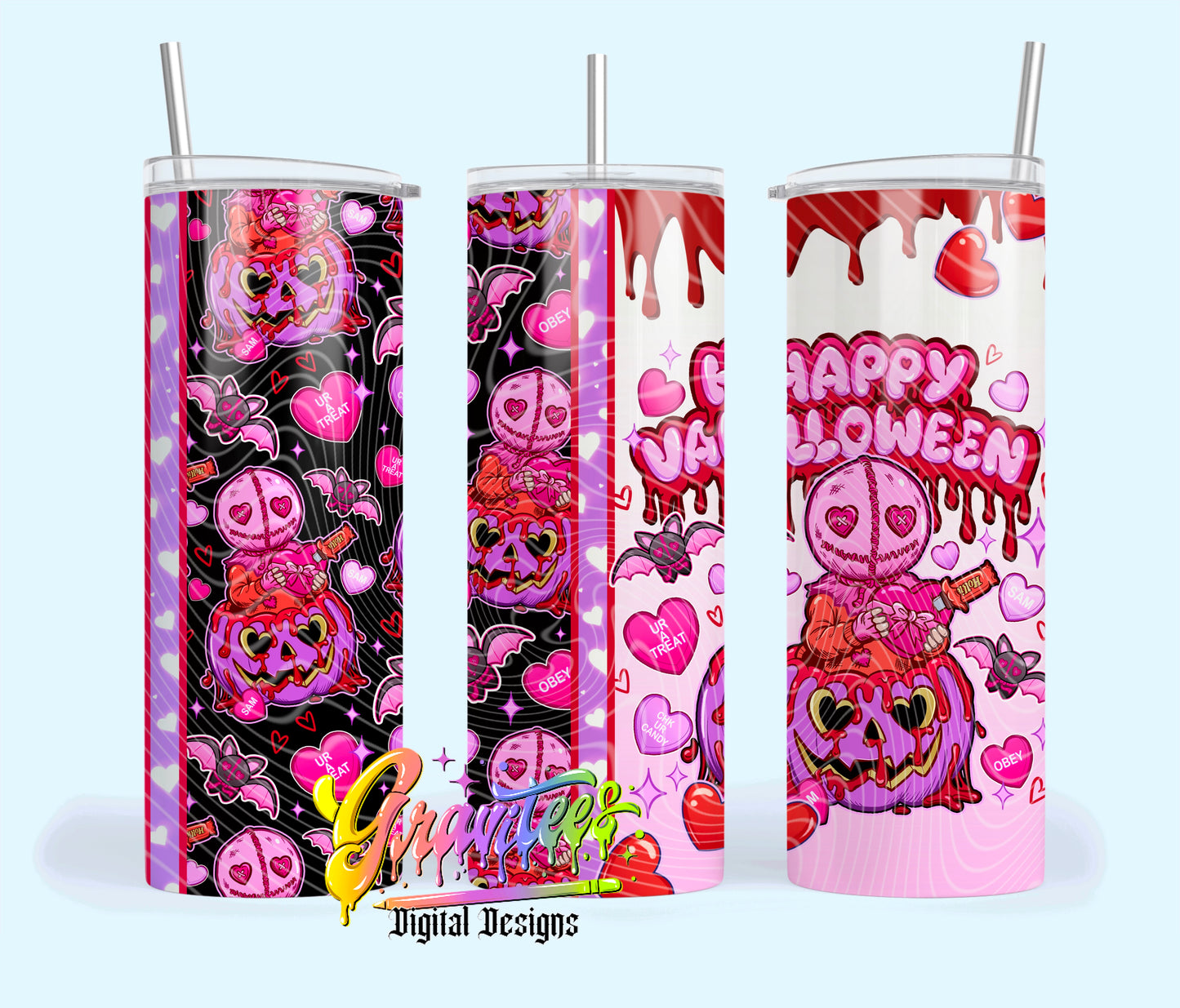 Happy Valloween 20oz Tumbler Template Design PNG, for UVDTF or Sublimation Printing PNG Only!!