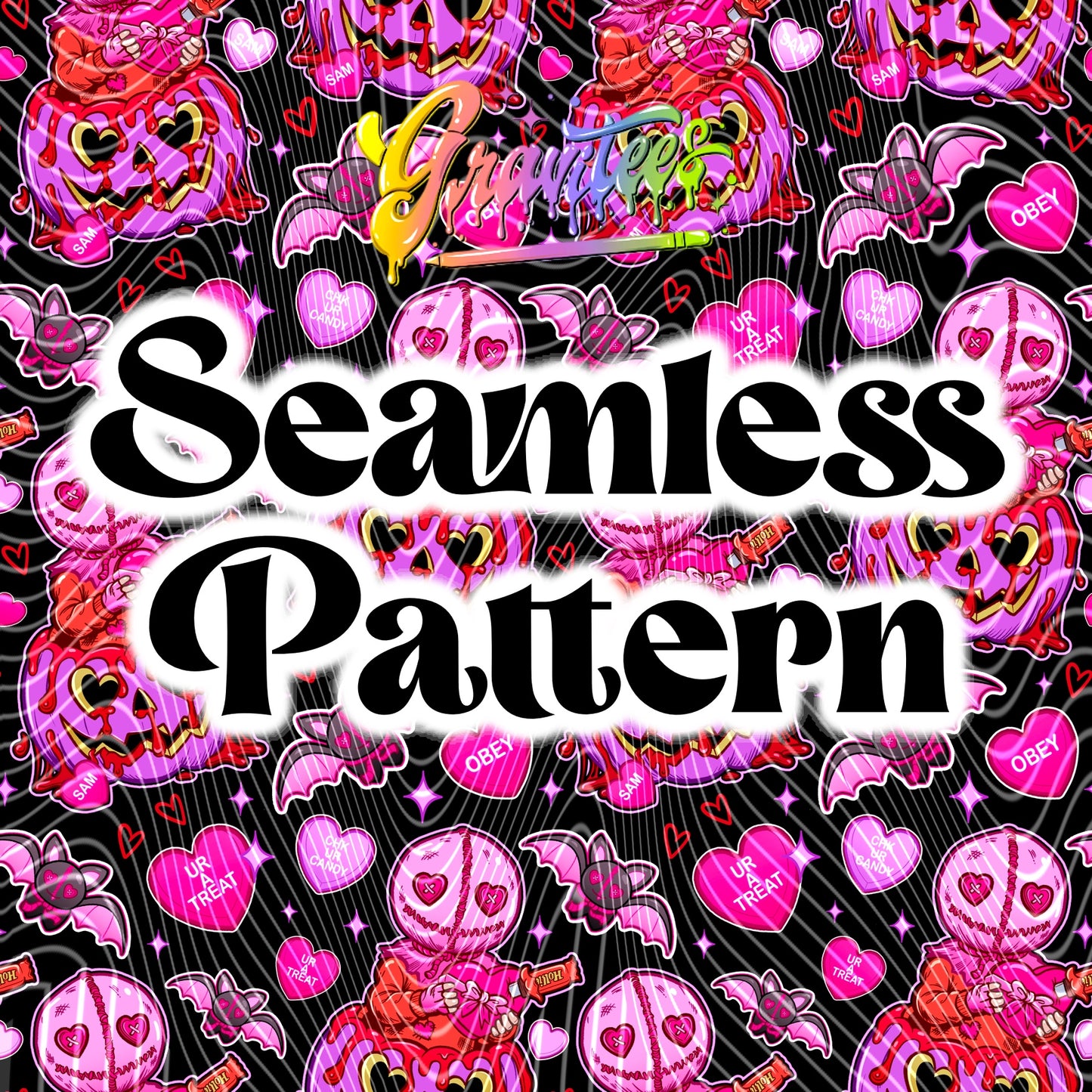 Happy Valloween Seamless Design PNG for DTF or Sublimation Printing PNG Only!